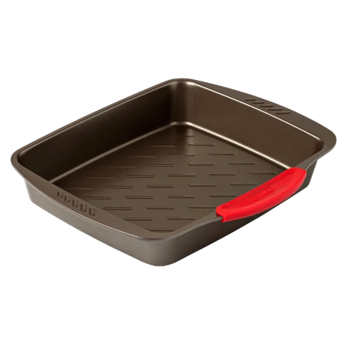 Pyrex asimetriA Rectangular metal oven dish with slicone handle 30x24