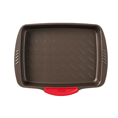 Pyrex asimetriA Rectangular metal oven dish with slicone handle 30x24
