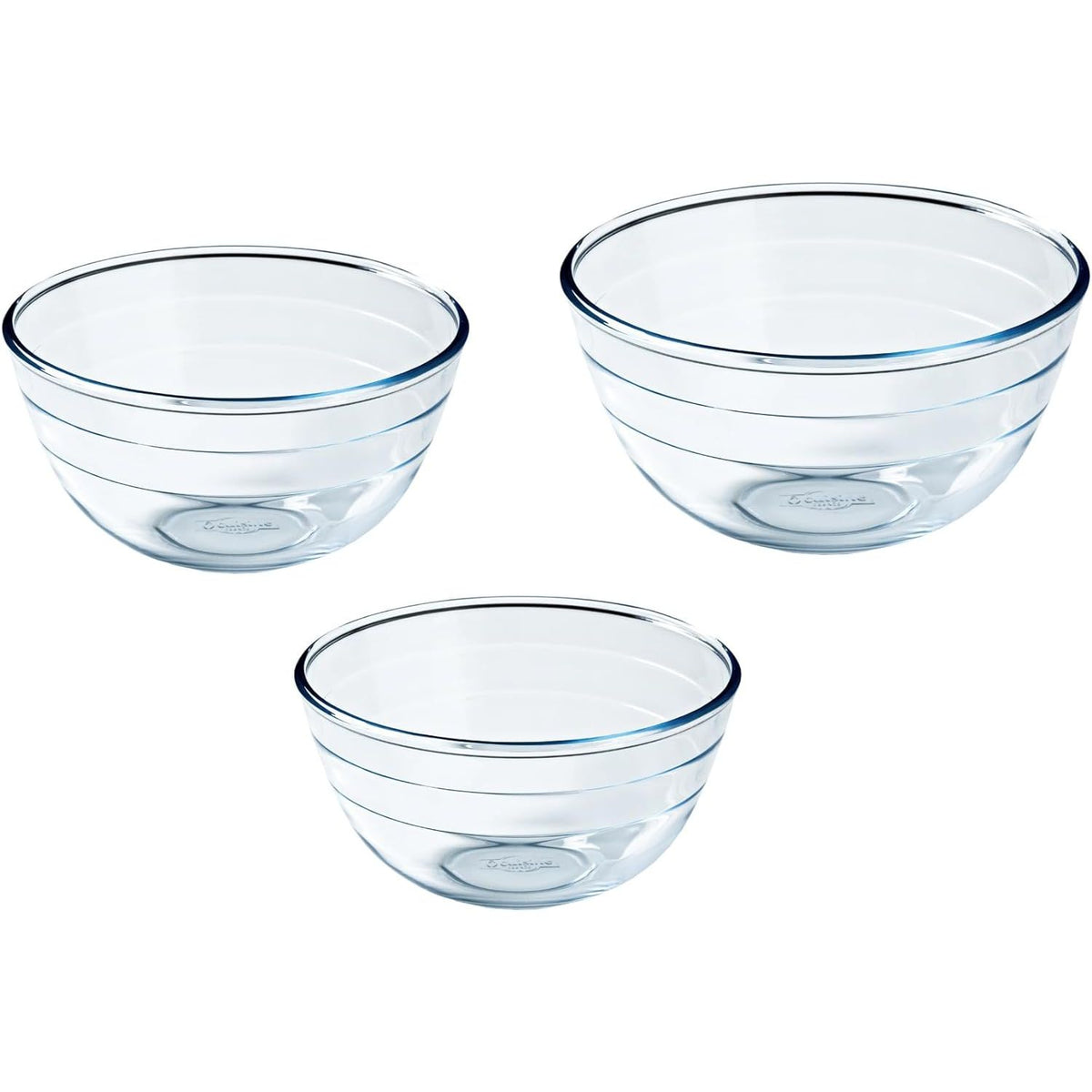 Ôcuisine® 3-Piece Glass Mixing Bowls Set (0.7, 1.1, 2.3L) - Home Deco London