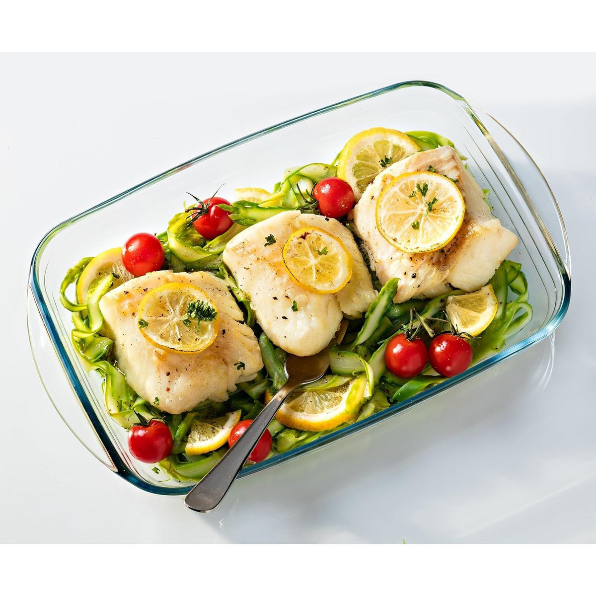 Ôcuisine® Set of 2 Medium Glass Roasting Dishes 2LT & 2.6LT - Home Deco London
