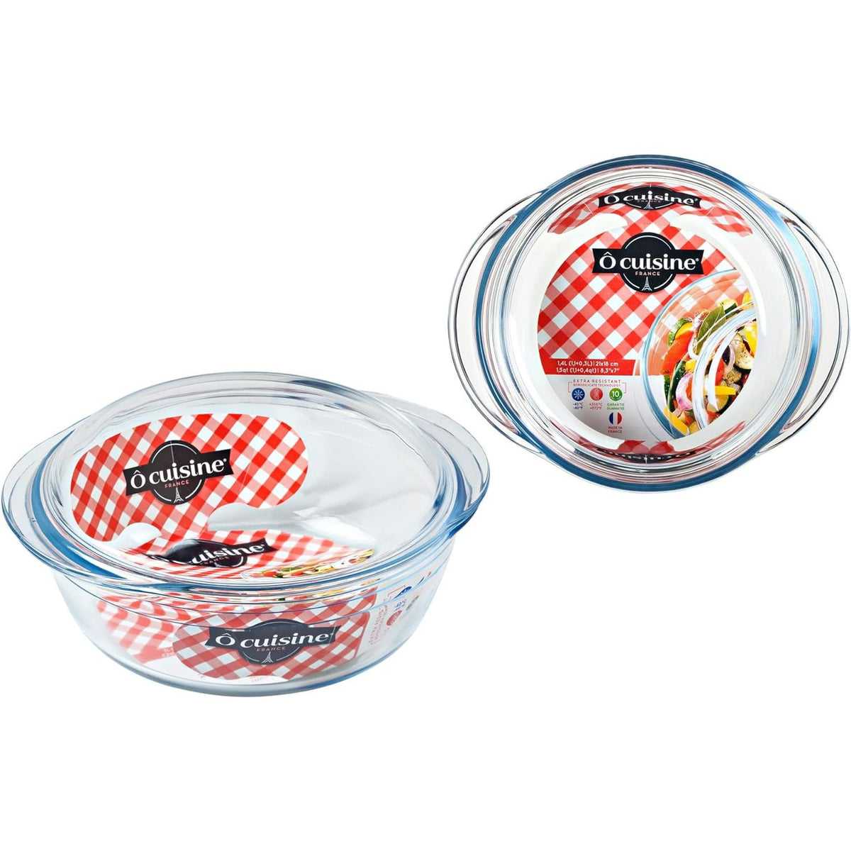 Ôcuisine® Set of 2 Glass Casserole Dishes 1.3L - Home Deco London