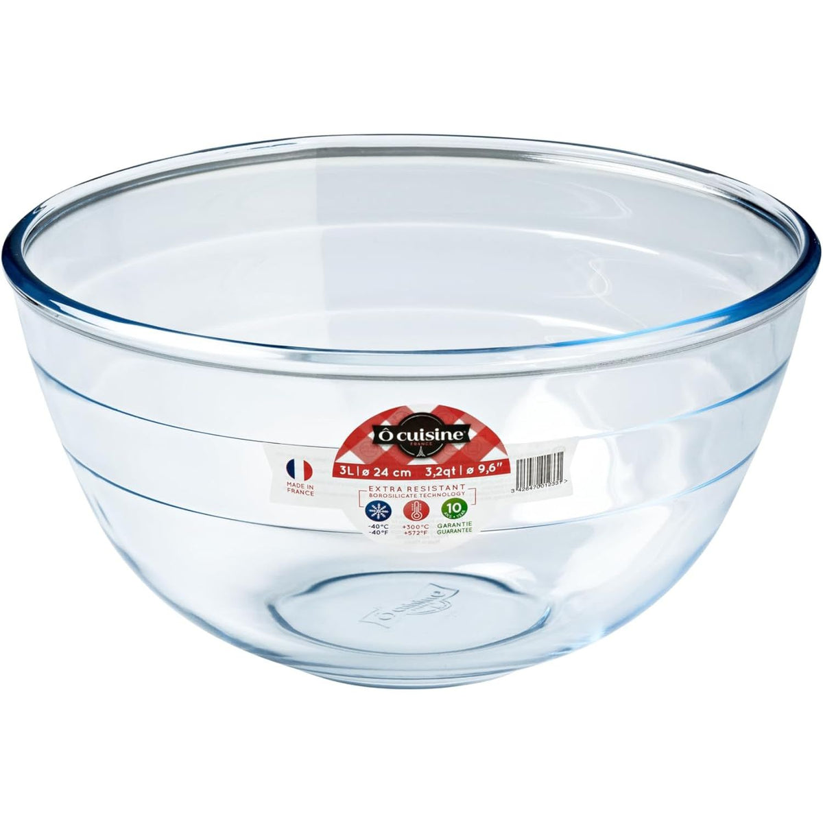 Ôcuisine Set of 3 Glass Mixing Bowls (1.1L, 2.3L, 3.1L) - Home Deco London