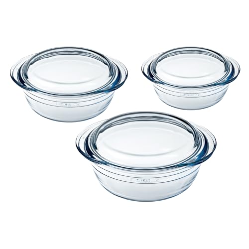Ôcuisine® Round Glass Casserole Dishes Set of 3 - Home Deco London