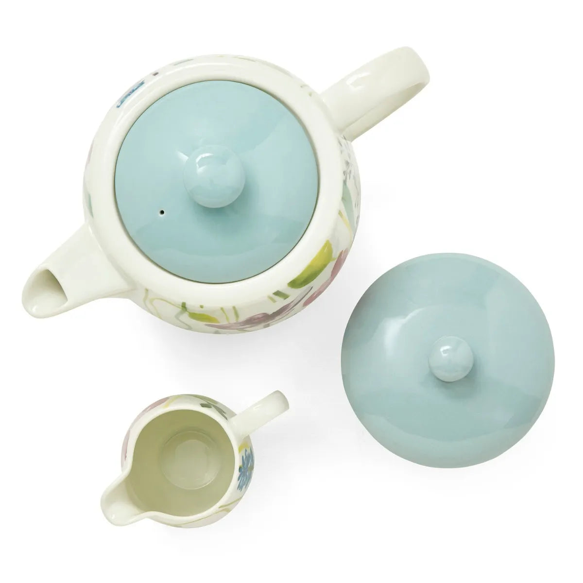 Elegant presentation of Portmeirion Water Garden 3 Piece Teapot Set on a table, showcasing its suitability for afternoon tea.