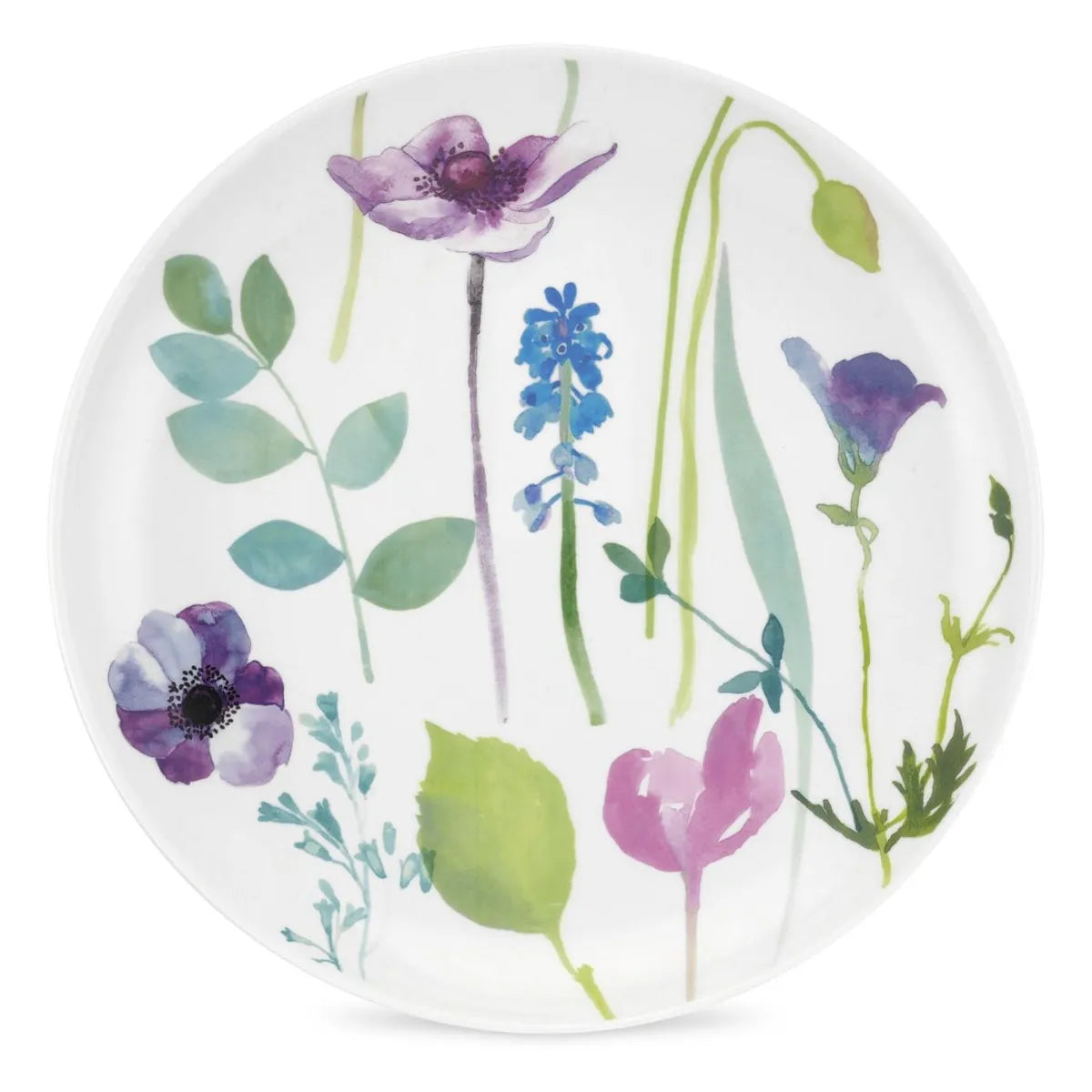Close-up of the Portmeirion Water Garden Porcelain Side Plates displaying a beautiful floral pattern, ideal floral side plates to brighten any meal.