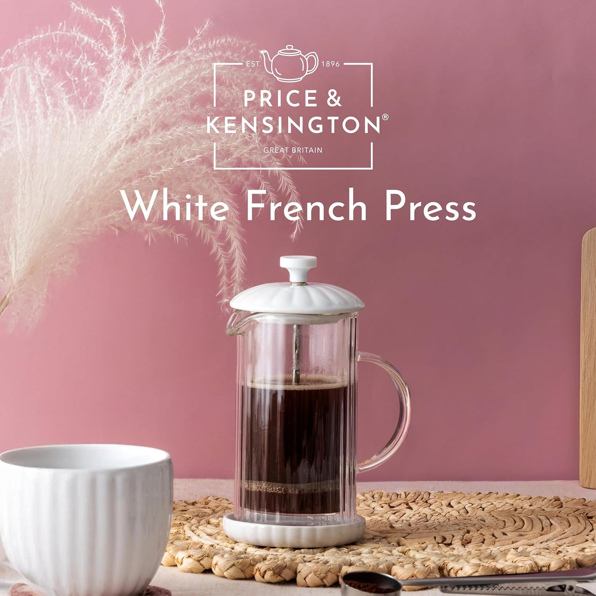 Price & Kensington Luxe French Press White Cafetiere 350ml White - Home Deco London