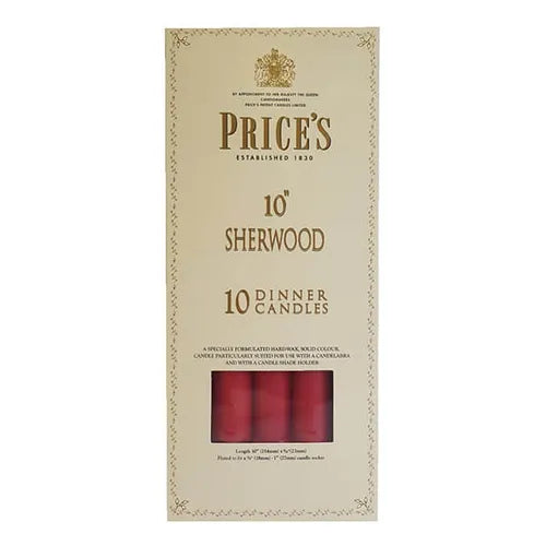 Price's Sherwood 10 Pack 10" Wine Red Dinner Candles - Home Deco London