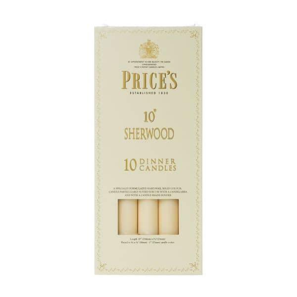 Price's Sherwood 10 Pack 10" Ivory Dinner Candles - Home Deco London