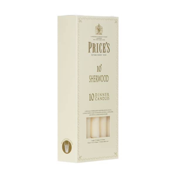 Price's Sherwood 10 Pack 10" Ivory Dinner Candles - Home Deco London