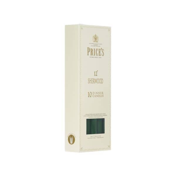 Price's Sherwood 10 Pack 12" Evergreen Dinner Candles - Home Deco London