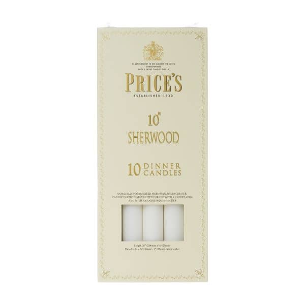 Price's Sherwood 10 Pack 10" White Dinner Candles - Home Deco London