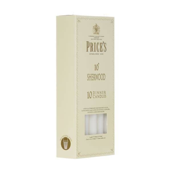 Price's Sherwood 10 Pack 10" White Dinner Candles - Home Deco London