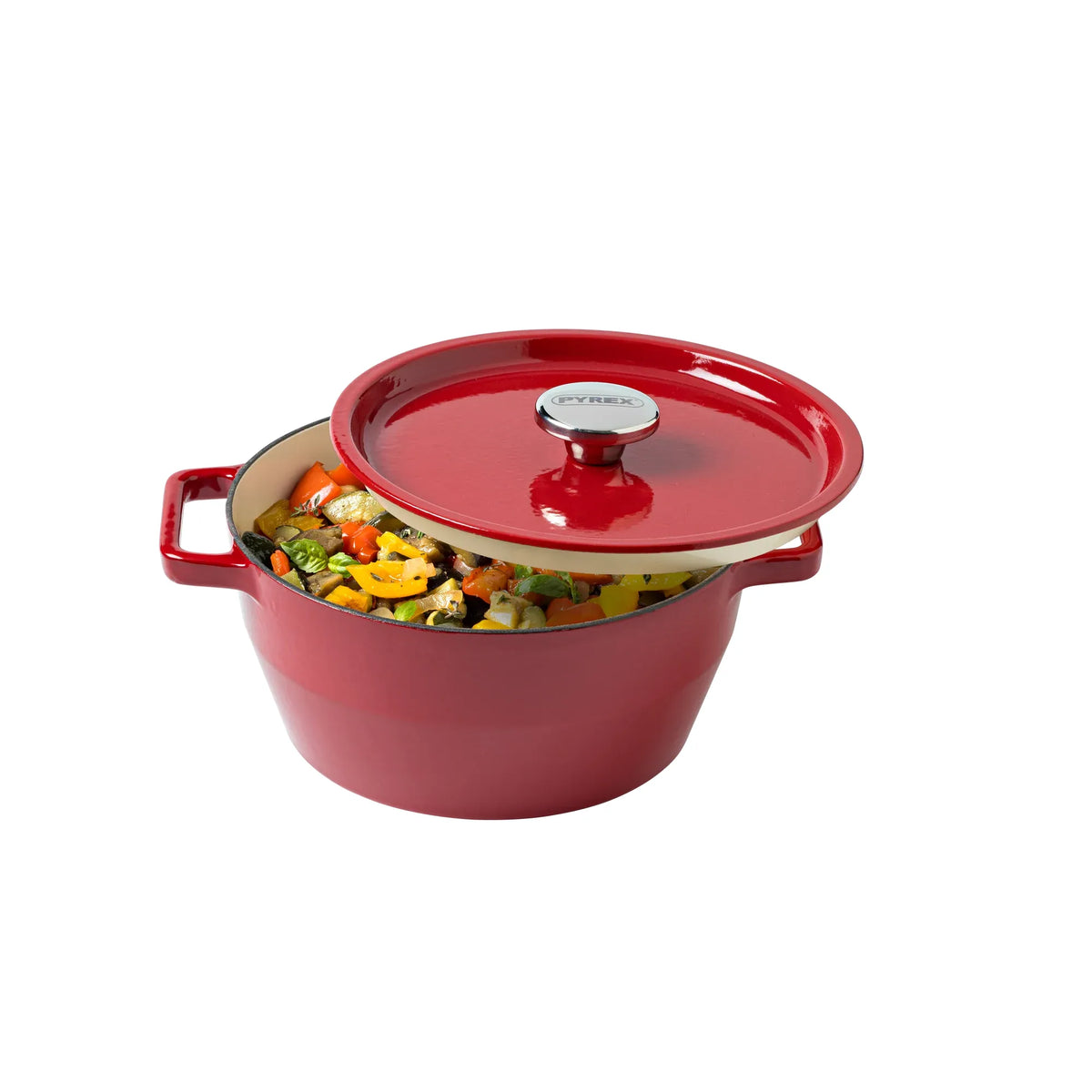 Pyrex SlowCook Red Round Cast Iron Casserole Dish 28cm