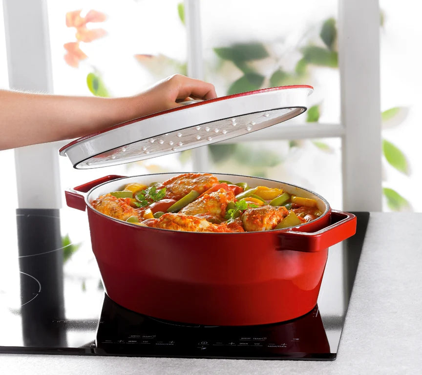 Pyrex SlowCook Red Oval cast iron casserole dish 33cm - Currently on Order - Orders will be delivered from the 15/10/2026.
