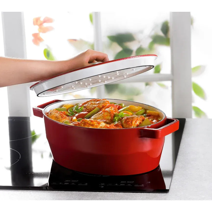 Pyrex SlowCook Red Oval cast iron casserole dish 29cm