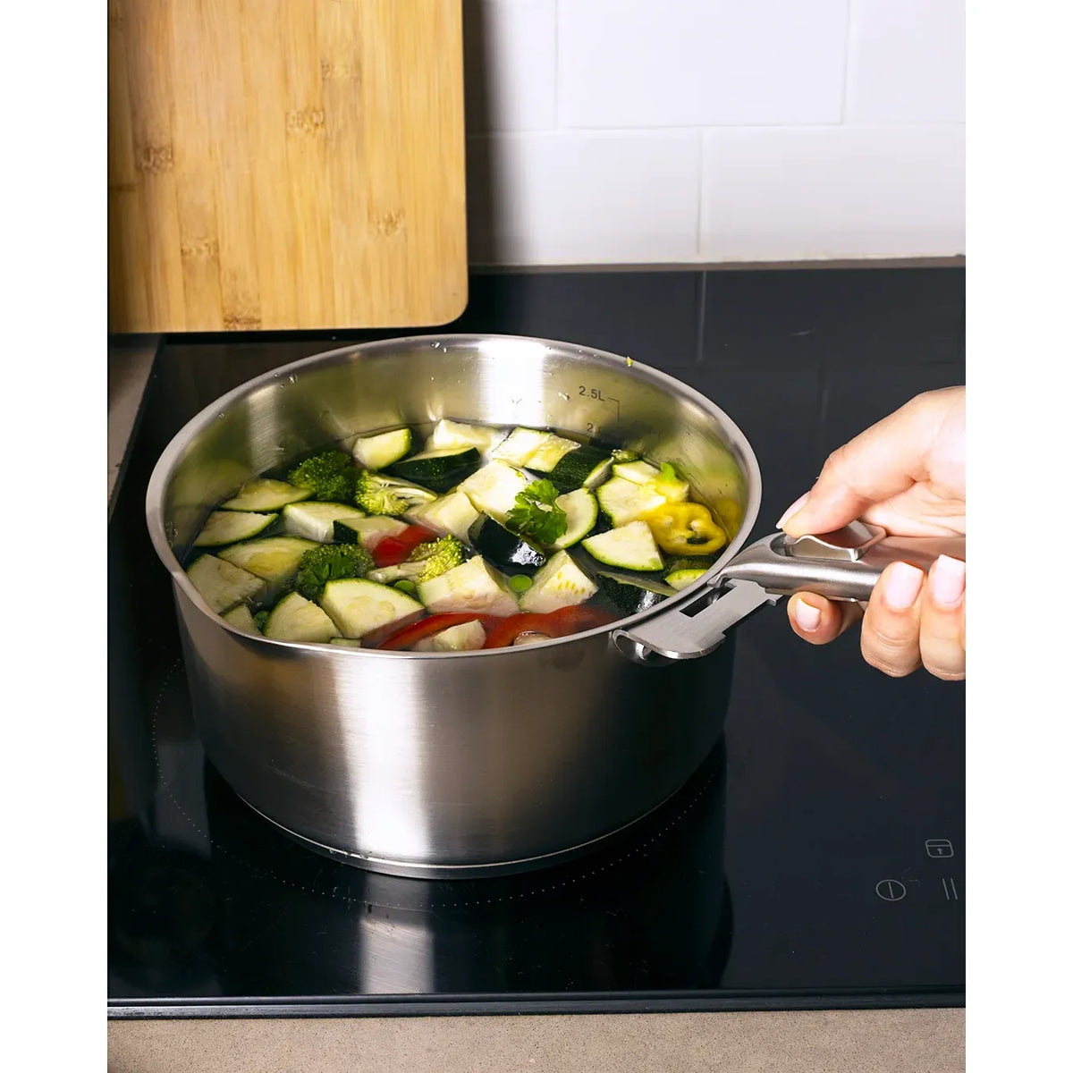 Pyrex Infinity Stainless steel saucepan with removable handle 20cm - Removable handle sold separately