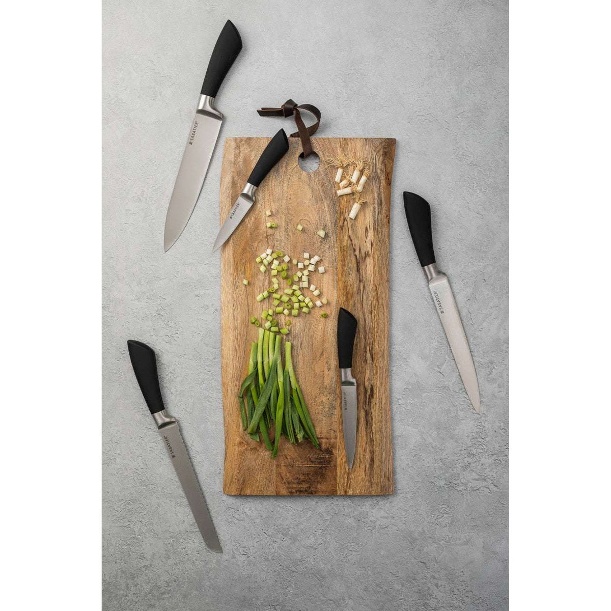 Sabatier Maison 5-Piece Kitchen Knife Block Set with Stainless Steel Block - Home Deco London