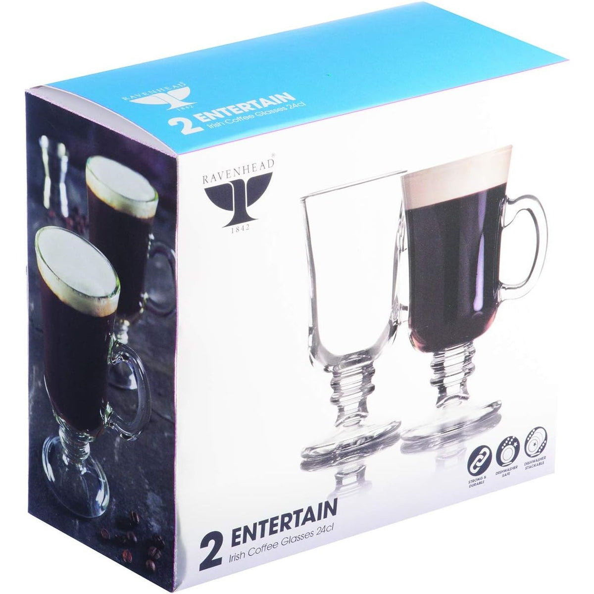 Ravenhead Set of 2 Elegant Irish Coffee Glasses 23cl - Home Deco London