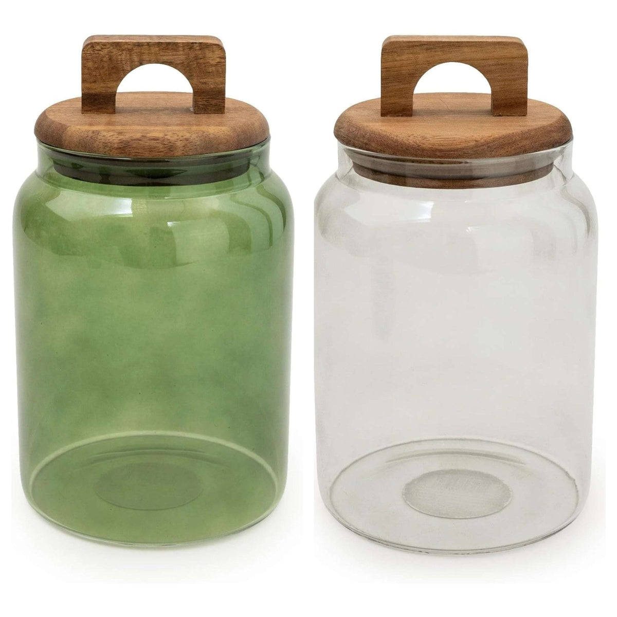 Olives Apothecary Kitchen Storage Set of 2 Glass Green & Smoked Glass - Home Deco London