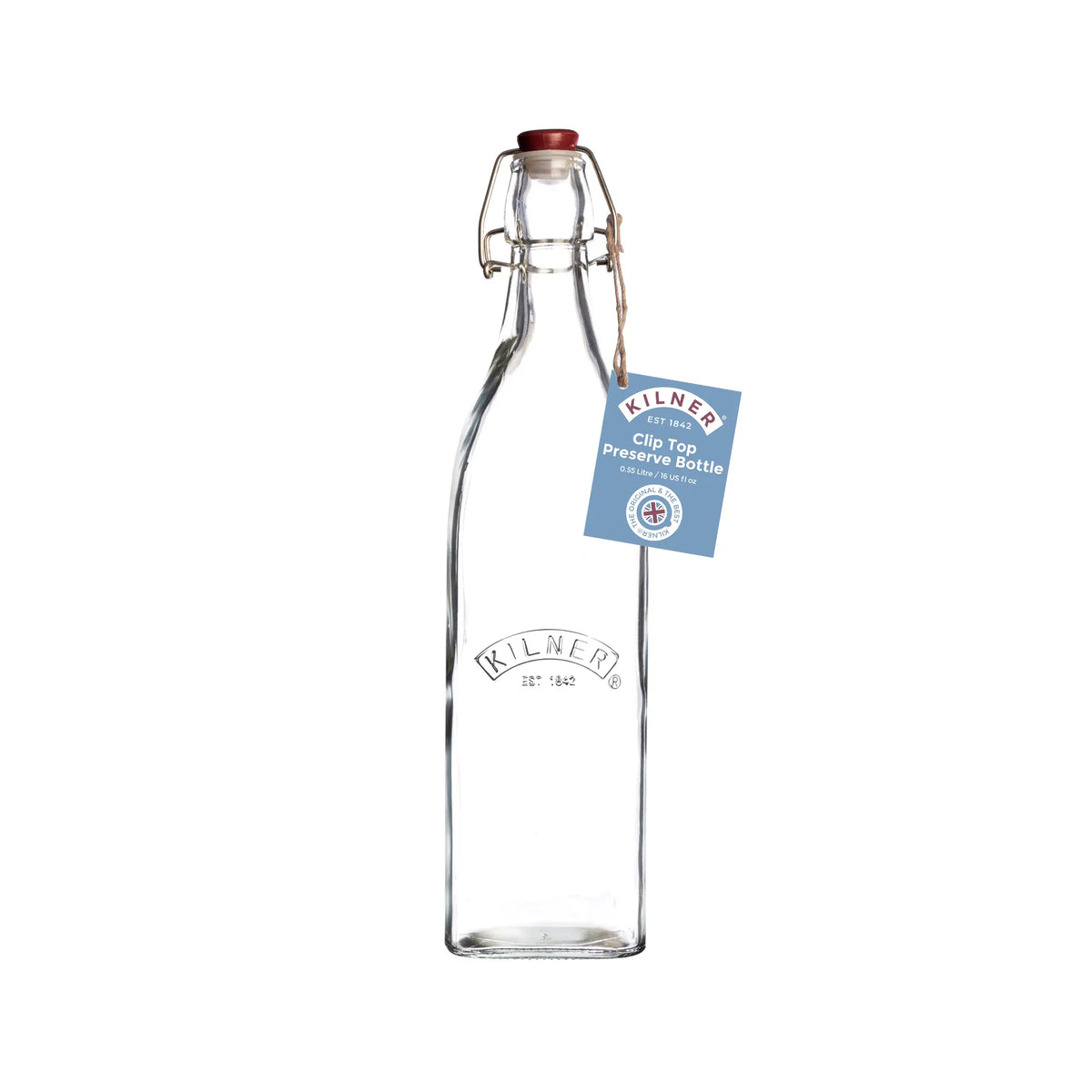 Kilner Clip Top Square Bottle 0.55 Litre Pack of 4 - Home Deco London