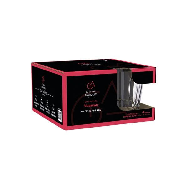 Cristal d’Arques Set of 4 Macassar 32cl Whisky Tumblers - Home Deco London