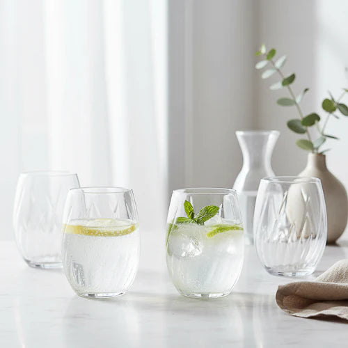 Cristal D'Arques Set of 4 Swirly 36Cl Glass Tumblers - Home Deco London