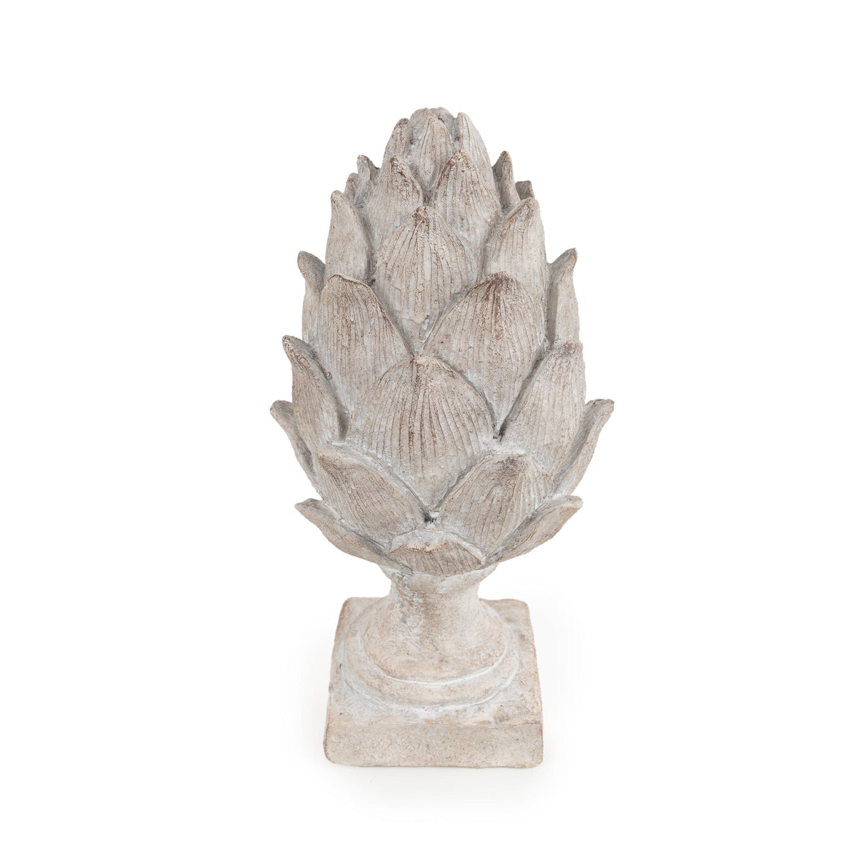 Large Resin Artichoke Ornament Washed White - Home Deco London