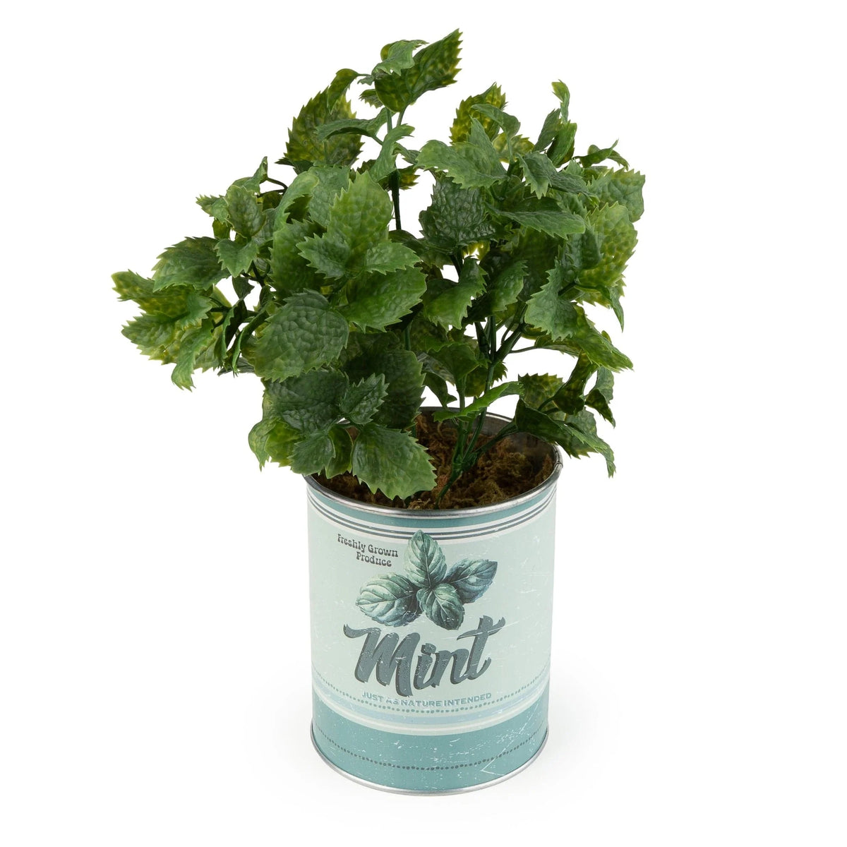Small Artificial Plant Faux Mint in Tin Pot
