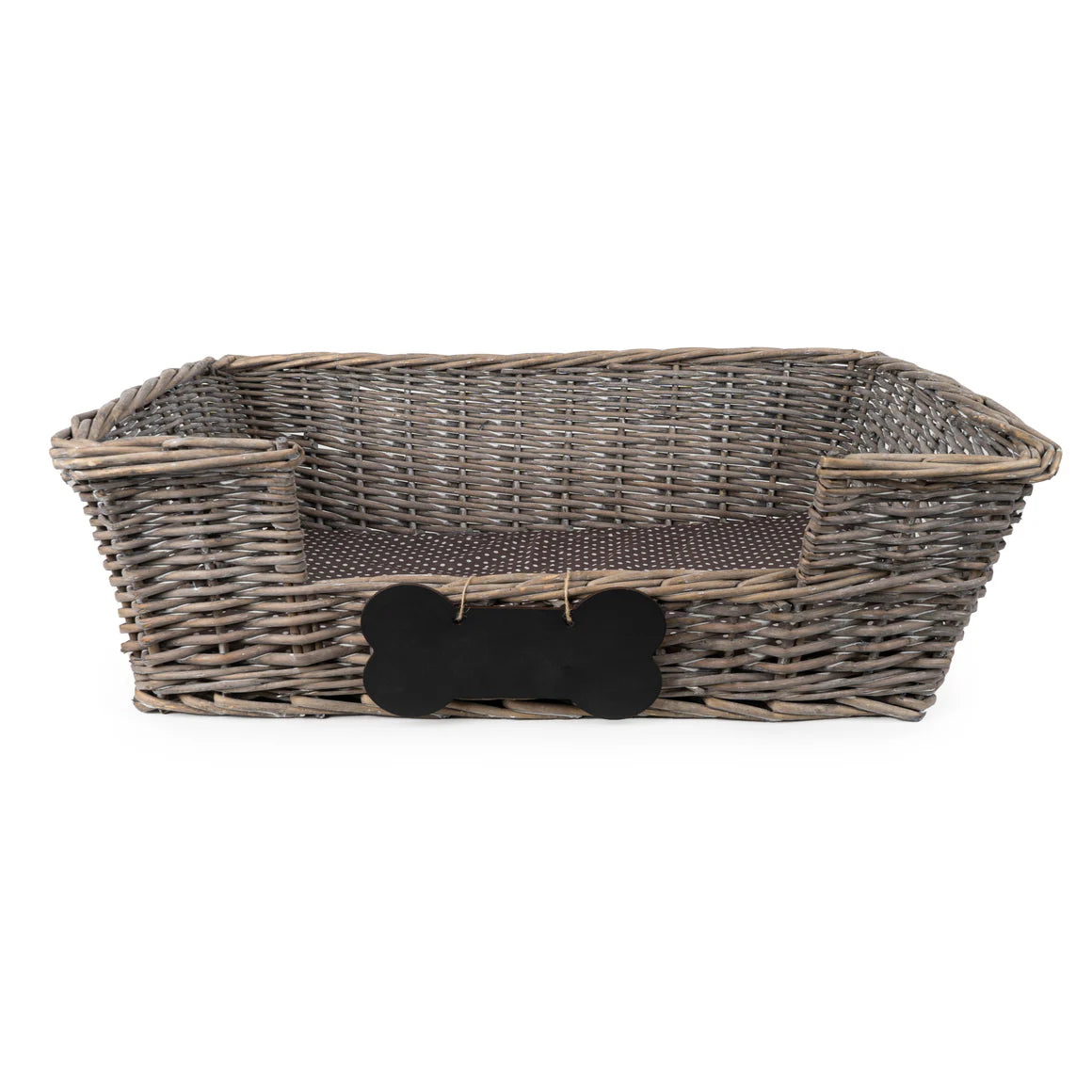 Small Dog Basket with Padded Bed and Personalised Chalk Board - Home Deco London