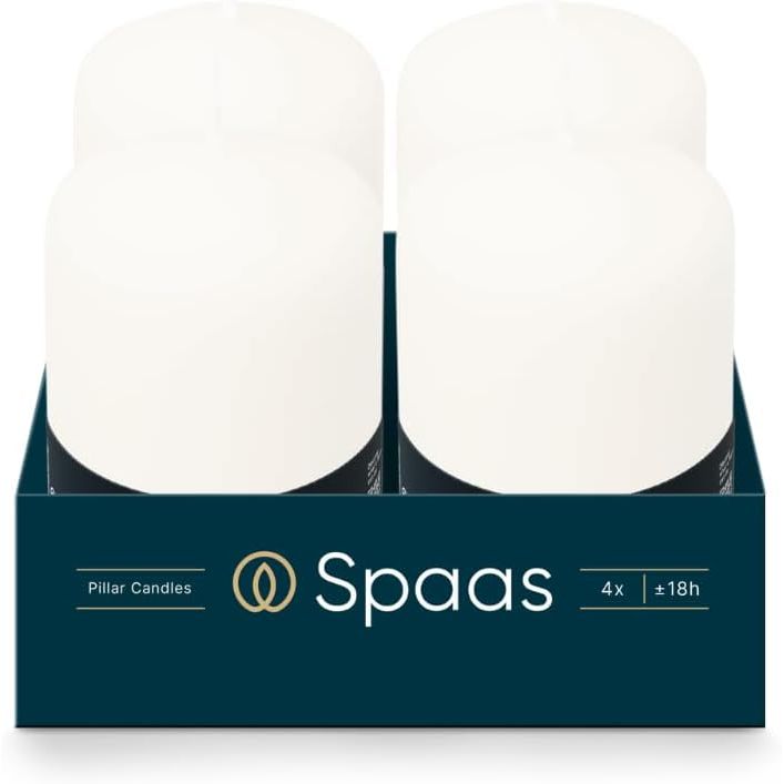 Spaas Unscented Pillar Candle 50/80 mm, pack of 4, perfect for creating a warm ambience with unscented pillar candles.