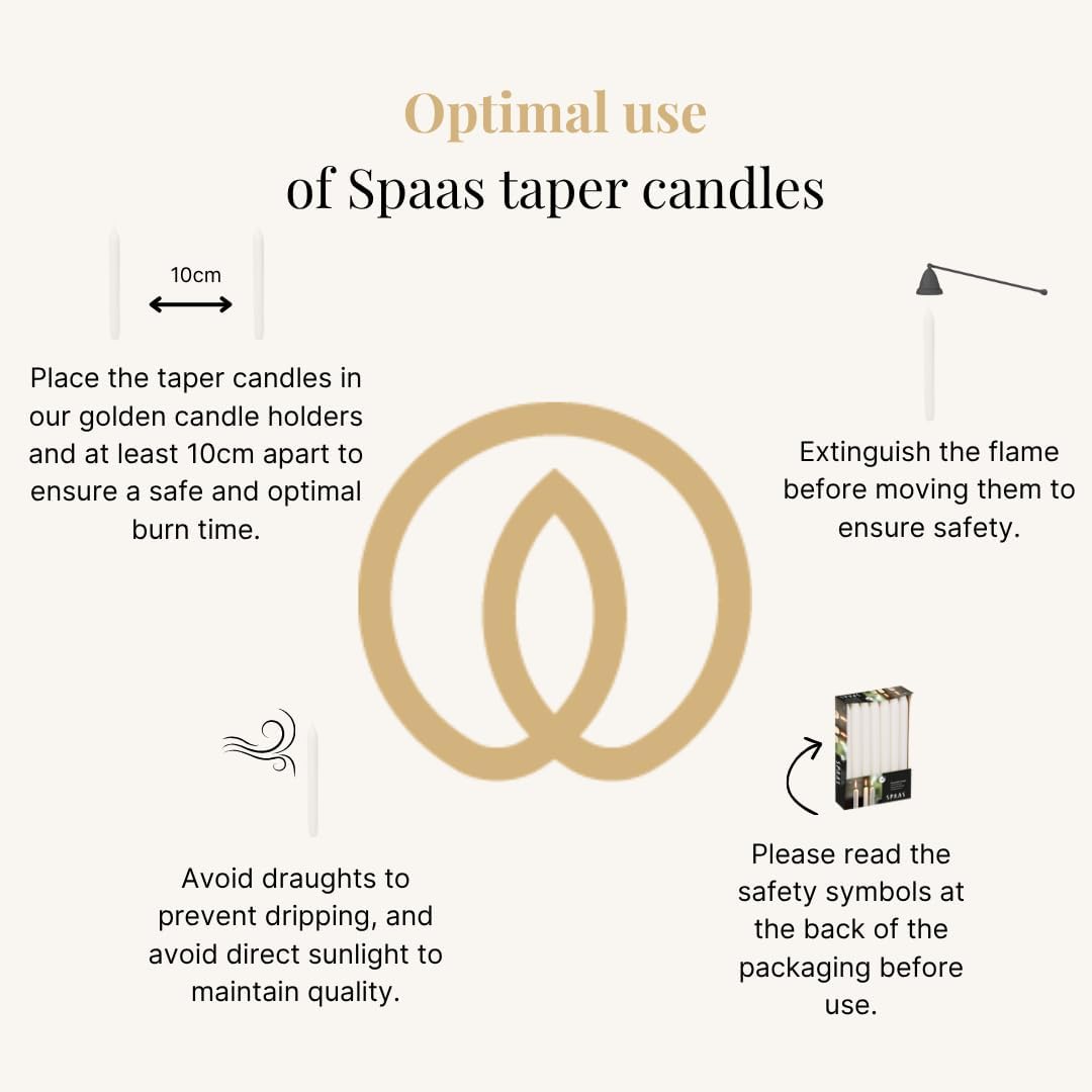 Spaas White 14 Tapered Dinner Candles 21/220 mm ± 8 Hours