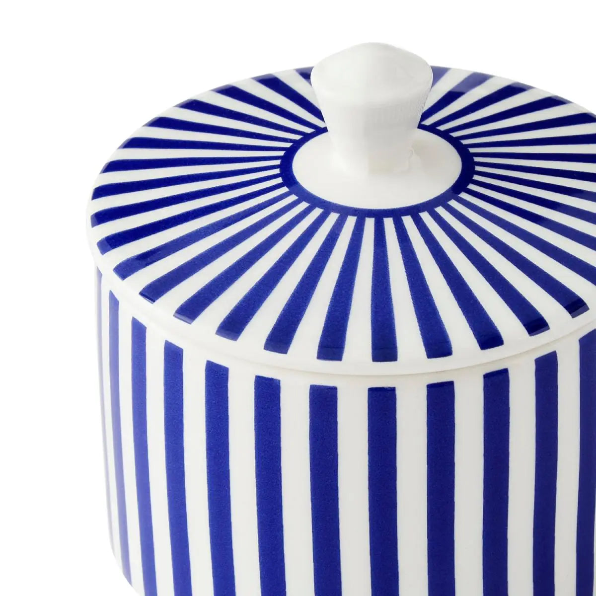 Spode Steccato Covered Sugar Bowl styled with matching striped tea set, ideal for a bold and elegant dining experience.