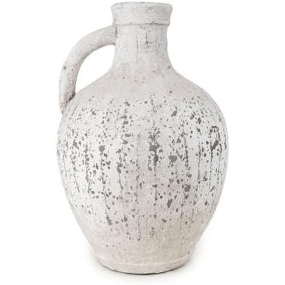 Stone Finish Vase with Handle - 28cm Decorative Bottle - Home Deco London