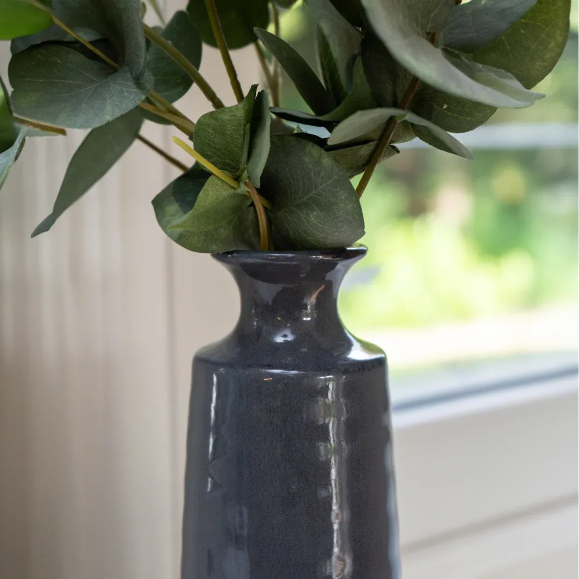 Reactive Glaze Vase 22.8cm Elegant Blue Bottle Vase - Home Deco London