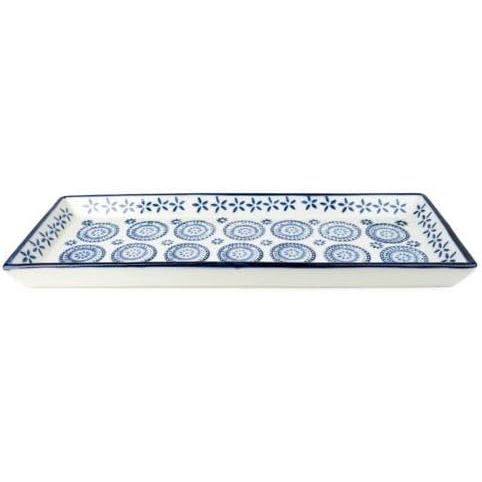 Sumatra Blue and White Floral Ceramic Serving Plate 34.5cm - Home Deco London