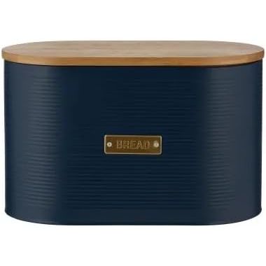 Stylish Typhoon Otto Kitchen Storage Canister Set bread bin in black metal with bamboo lid, perfect for keeping bread fresh in your kitchen.