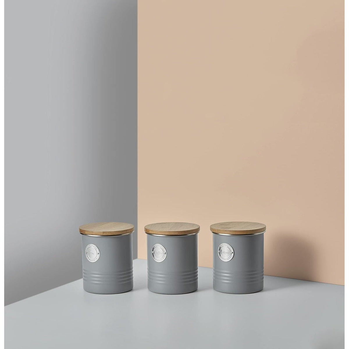 The elegant Typhoon Living Grey Coffee Storage, suitable for any classic kitchen decor.