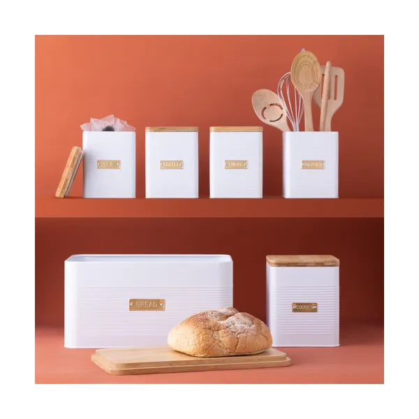 Typhoon Living Otto Square White Bread Bin - Home Deco London