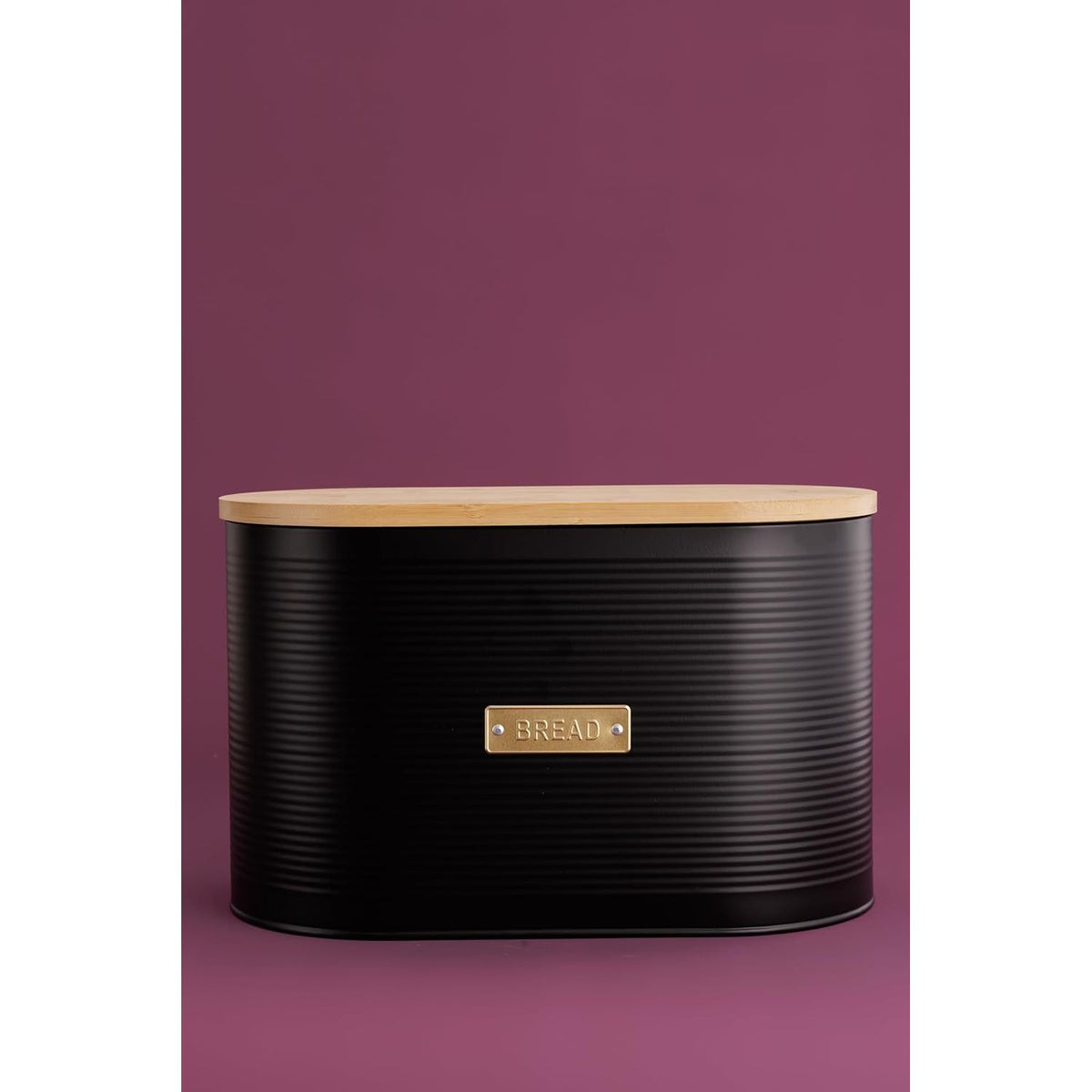 Typhoon Otto Black Bread Bin with Breathable Bamboo Lid, 10.5L Capacity, Matt Black Design - Home Deco London