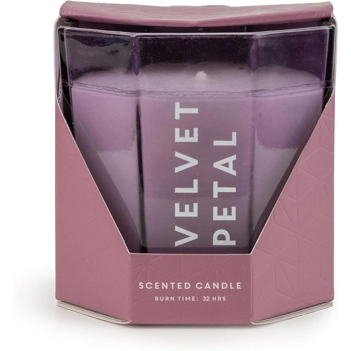 Velvet Petal Scented Large Candle Purple Glass Holder - Home Deco London