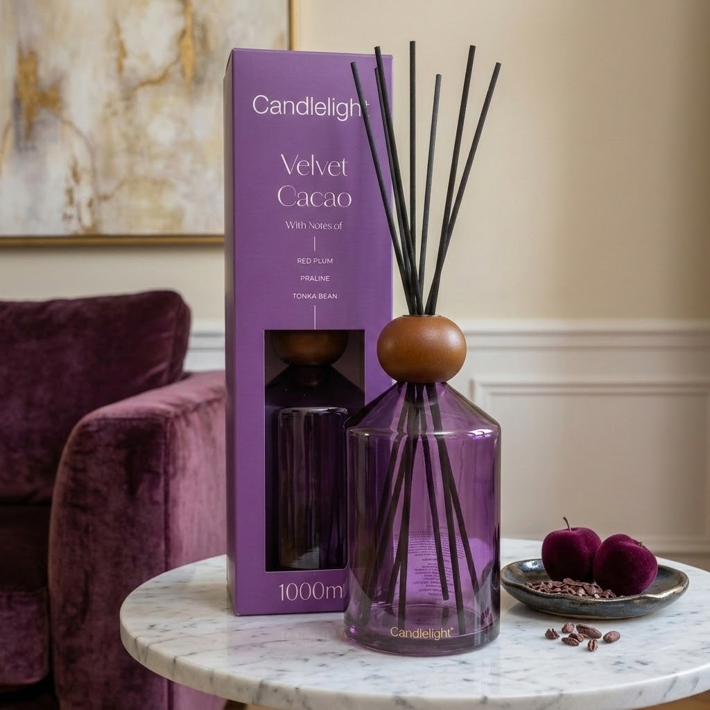 Glass Reed Diffuser Geometric 1000ml - Velvet Cacao