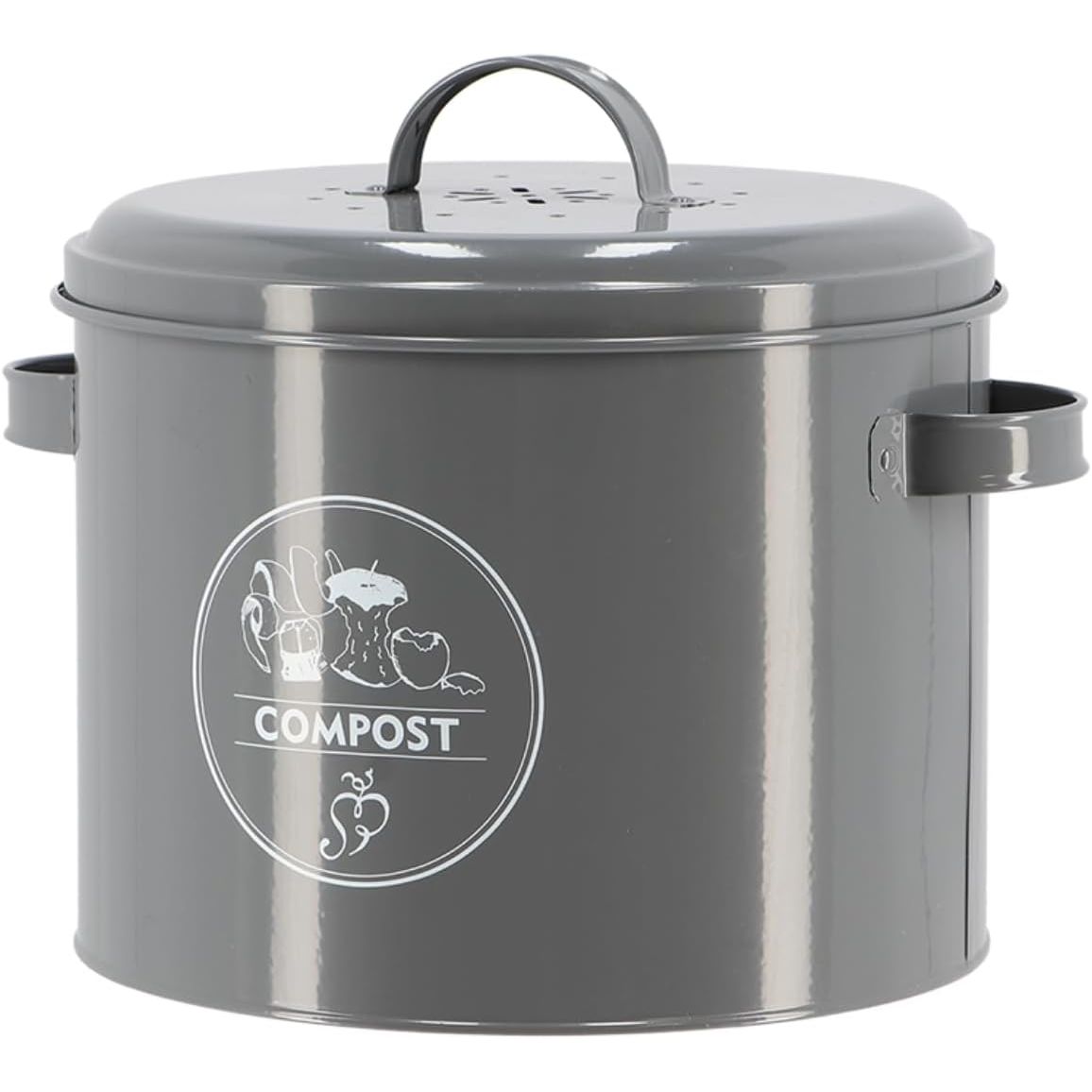 Vintage Grey Metal Compost Bin with Charcoal Filter - Home Deco London