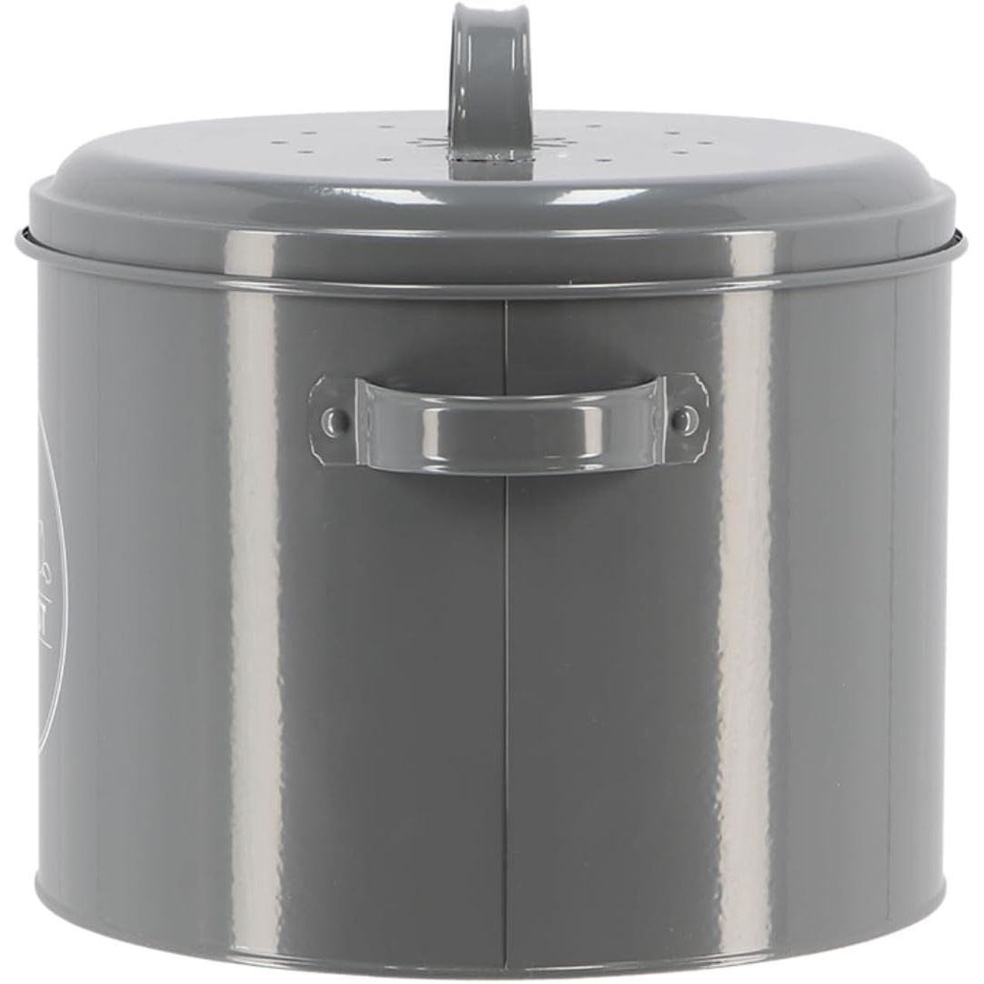 Vintage Grey Metal Compost Bin with Charcoal Filter - Home Deco London