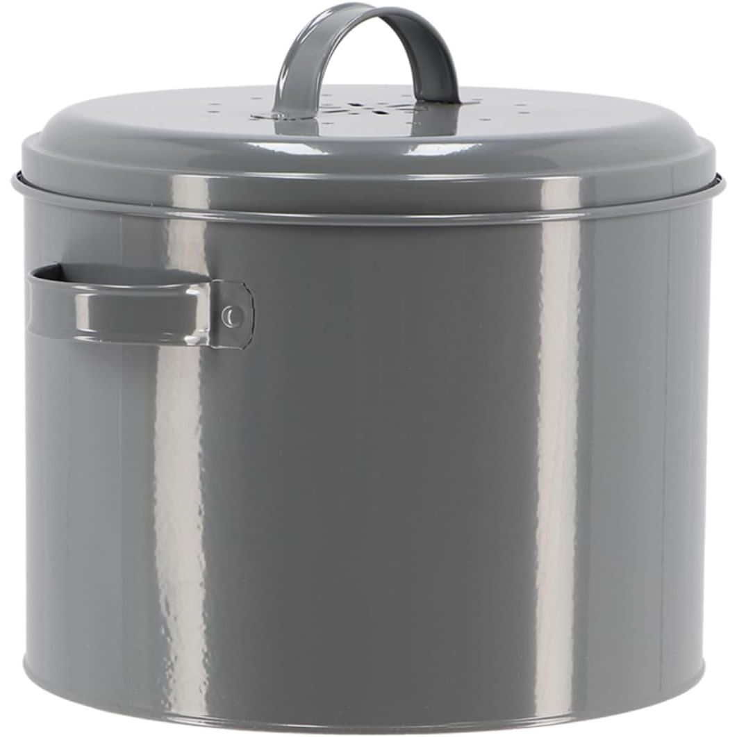 Vintage Grey Metal Compost Bin with Charcoal Filter - Home Deco London
