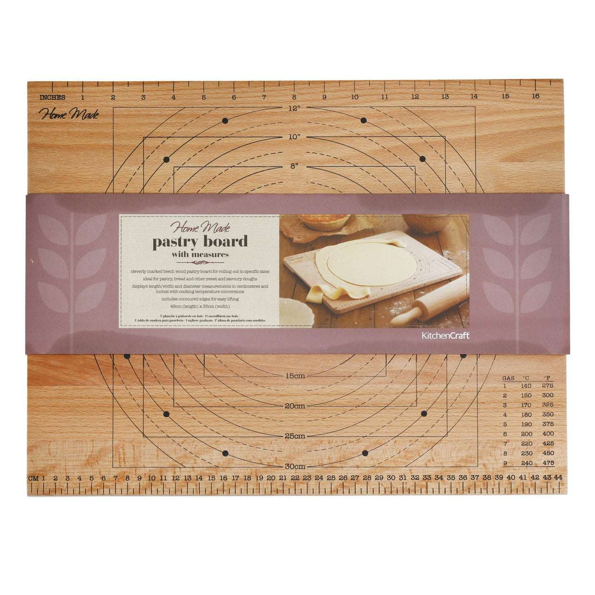 Home Made Wooden Pastry Board with Measurement Markings - Home Deco London
