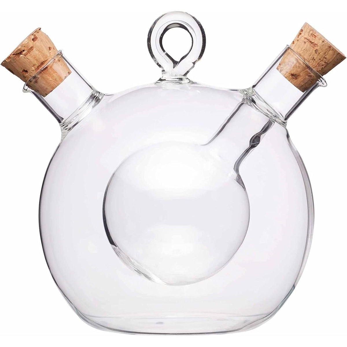 World of Flavours 2-in-1 Round Olive Oil Dispenser and Vinegar Bottle featuring its elegant design and clever bottle-in-a-bottle concept, perfect for adding a rustic chic touch to any table.