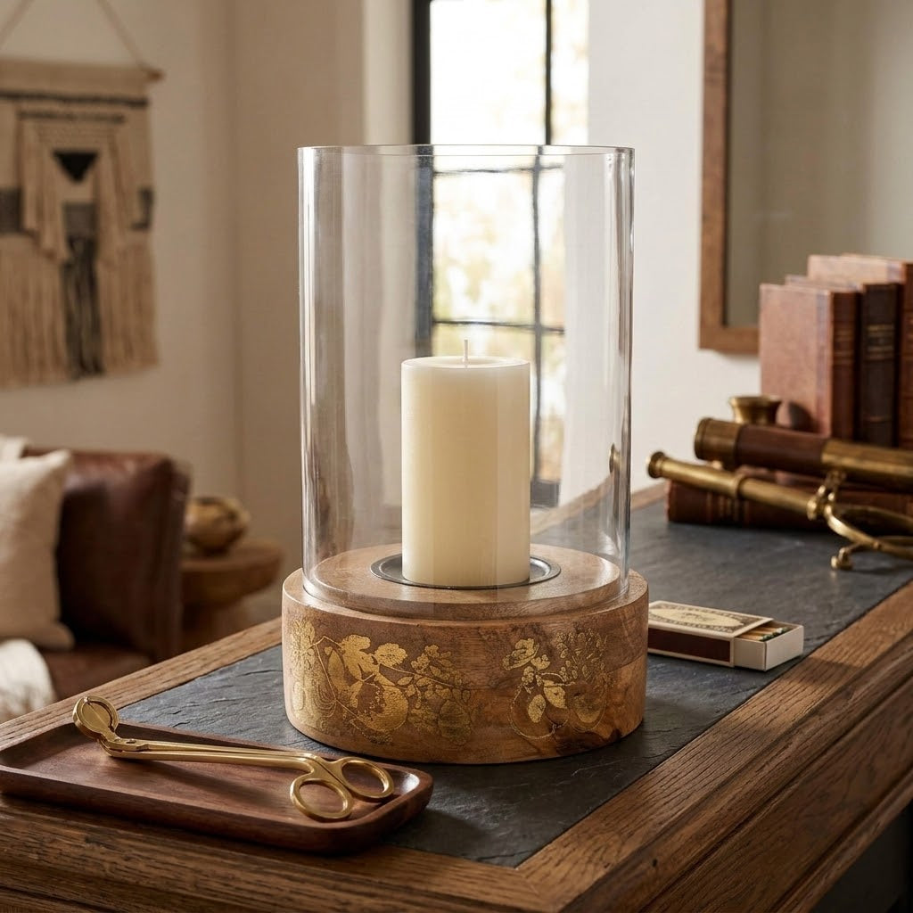 Hurricane Lantern Clear Glass - Fig & Pomegranate