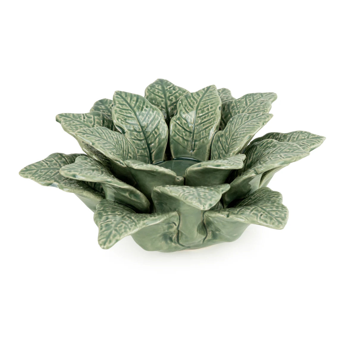 Leaf Tealight Holder Elegant Green Ceramic Design - Home Deco London