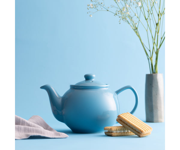 Price & Kensington Blue 2cup Teapot Stoneware blue background