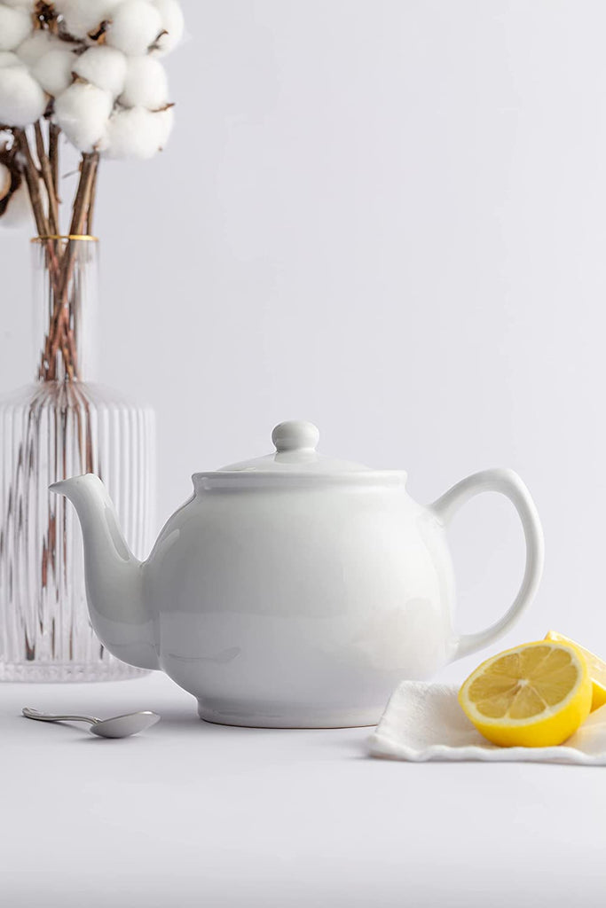 Price & Kensington White 6 cup teapot in use  with lemon